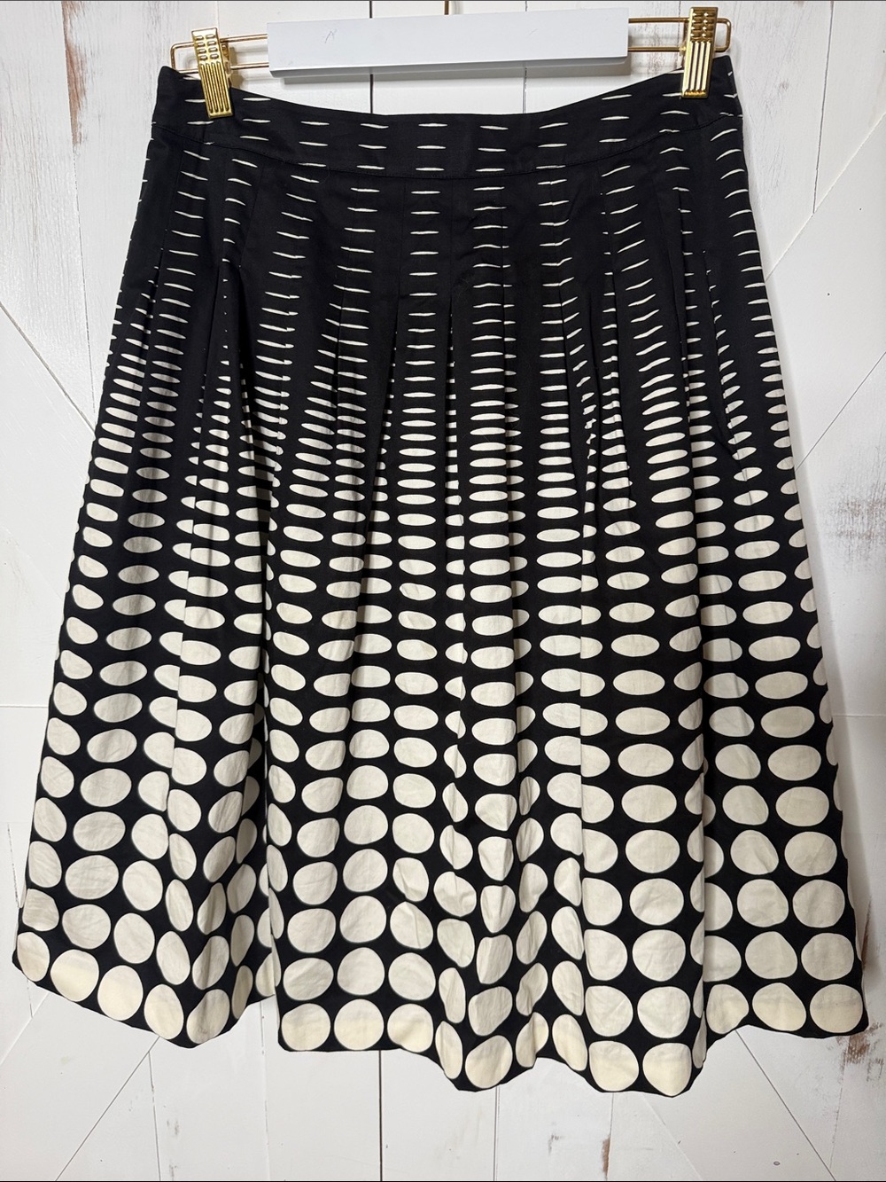 Talbots Black and White Ombre Polka Dot Pleated Midi Skirt - Picture 7 of 9